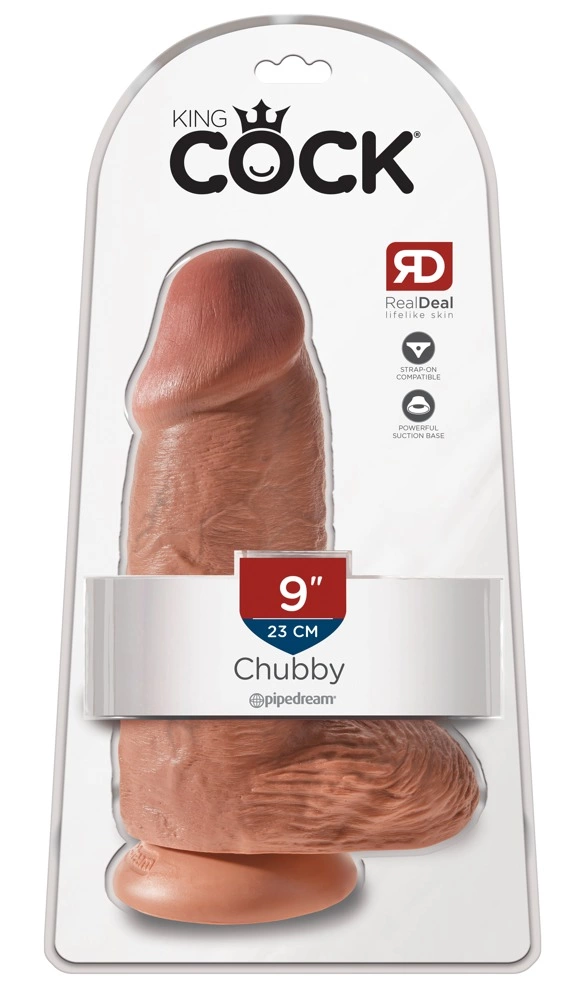 King Cock - Realistyczne Grube Dildo Z Przyssawką 23 CM Ciemny Kolor Skóry