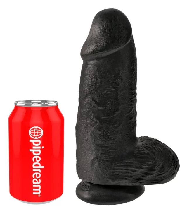 King Cock - Realistyczne Grube Dildo Z Przyssawką 23 CM Czarny