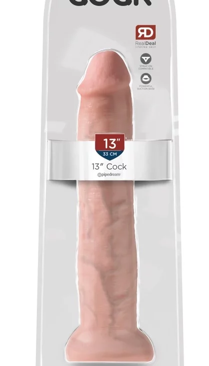 King Cock - Realistyczne Naturalne Dildo Z Przyssawką 33 CM Jasny Kolor Skóry