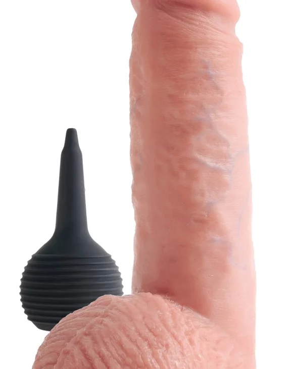 King Cock - Realistyczne Naturalne Dildo Z Wytryskiem 20 CM Jasny Kolor Skóry