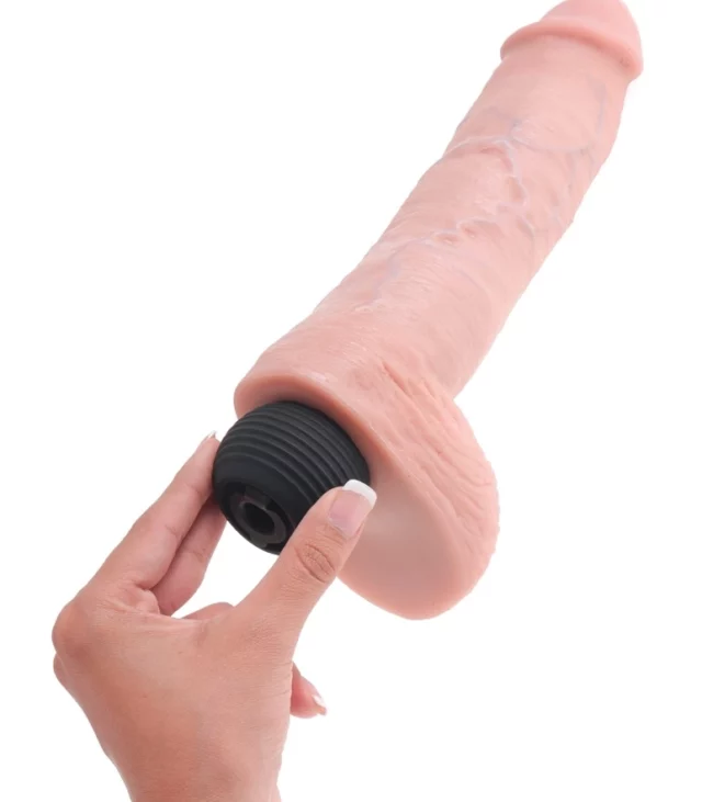 King Cock - Realistyczne Naturalne Dildo Z Wytryskiem 20 CM Jasny Kolor Skóry