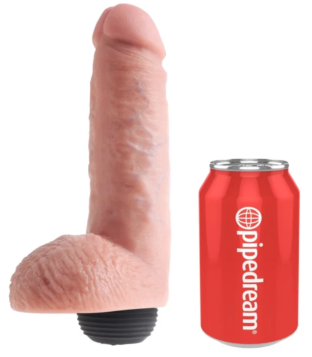 King Cock - Realistyczne Naturalne Dildo Z Wytryskiem 20 CM Jasny Kolor Skóry