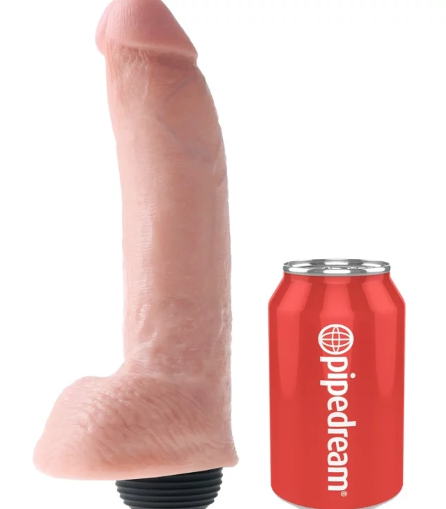 King Cock - Realistyczne Naturalne Dildo Z Wytryskiem 23 CM Jasny Kolor Skóry