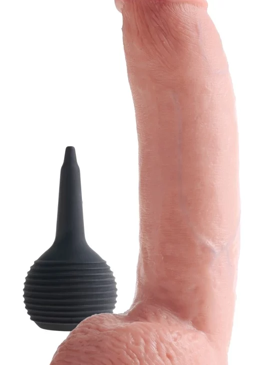 King Cock - Realistyczne Naturalne Dildo Z Wytryskiem 23 CM Jasny Kolor Skóry