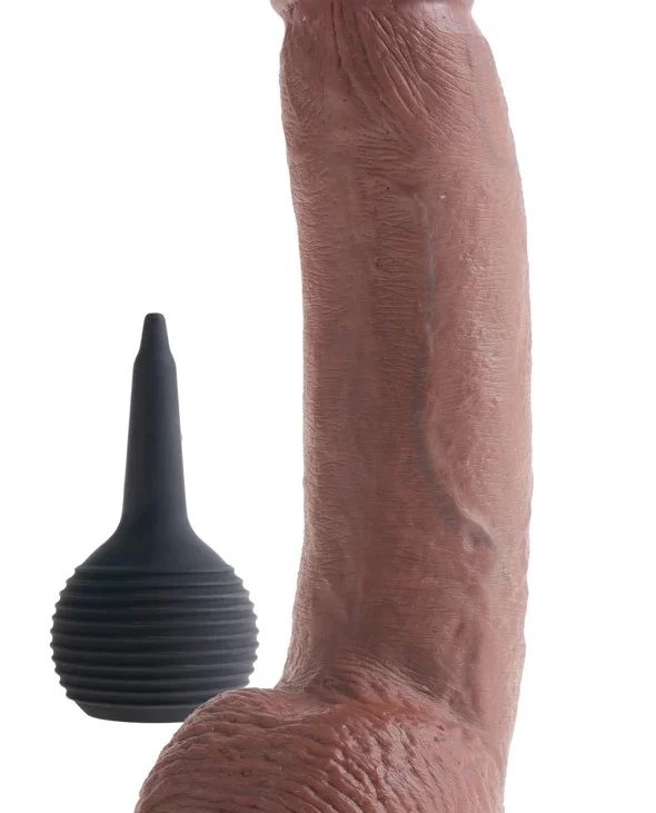 King Cock - Realistyczne Naturalne Dildo Z Wytryskiem 23 CM Ciemny Kolor Skóry