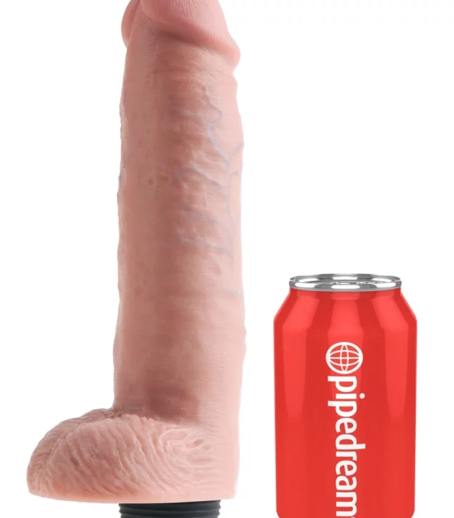 King Cock - Realistyczne Naturalne Dildo Z Wytryskiem 25 CM Jasny Kolor Skóry