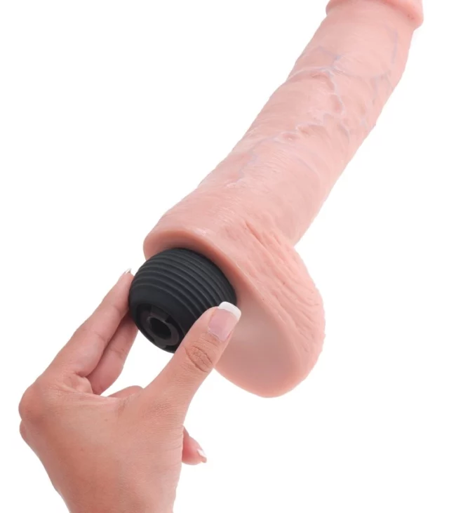 King Cock - Realistyczne Naturalne Dildo Z Wytryskiem 25 CM Jasny Kolor Skóry