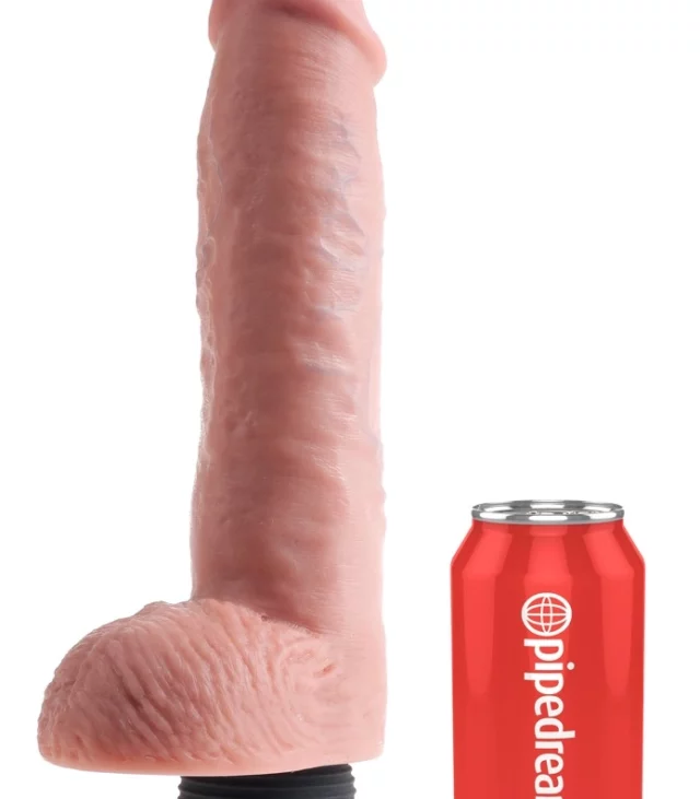 King Cock - Realistyczne Naturalne Dildo Z Wytryskiem 28 CM Jasny Kolor Skóry