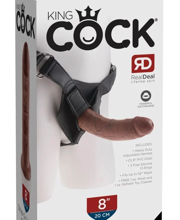 King Cock - Realistyczne Dildo Strap-On 20 CM Ciemny Kolor Skóry