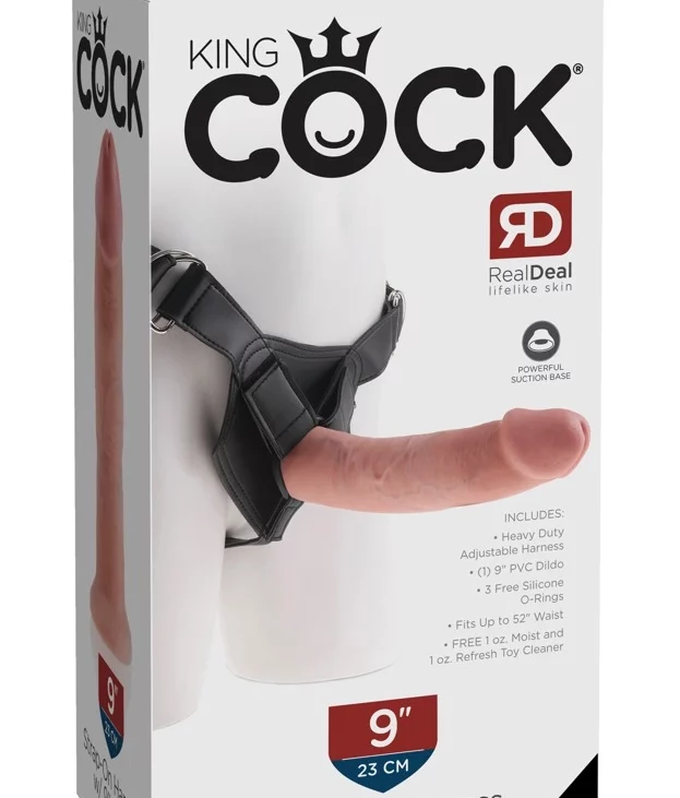 King Cock - Realistyczne Dildo Strap-On 23 CM Jasny Kolor Skóry