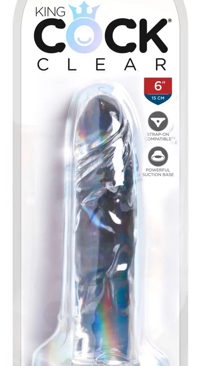 King Cock Clear - Realistyczne Dildo Z Przyssawką Przezroczyste 15 CM