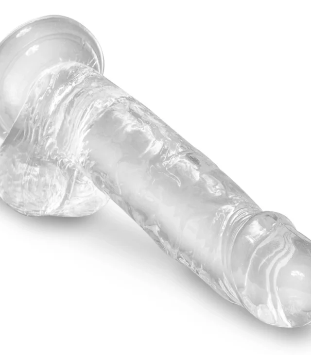 King Cock Clear - Realistyczne Dildo Z Jądrami I Przyssawką Przezroczyste 18 CM