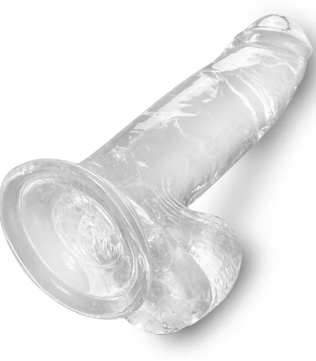 King Cock Clear - Realistyczne Dildo Z Jądrami I Przyssawką Przezroczyste 18 CM