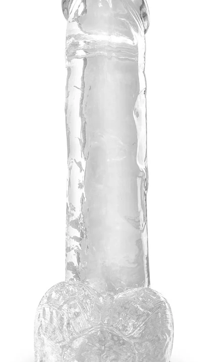 King Cock Clear - Realistyczne Dildo Z Jądrami I Przyssawką Przezroczyste 18 CM