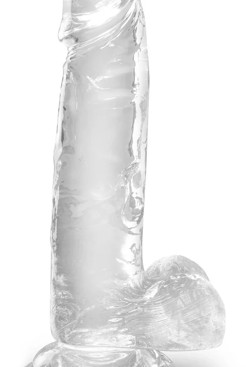 King Cock Clear - Realistyczne Dildo Z Jądrami I Przyssawką Przezroczyste 18 CM