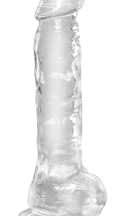 King Cock Clear - Realistyczne Dildo Z Jądrami I Przyssawką Przezroczyste 20 CM