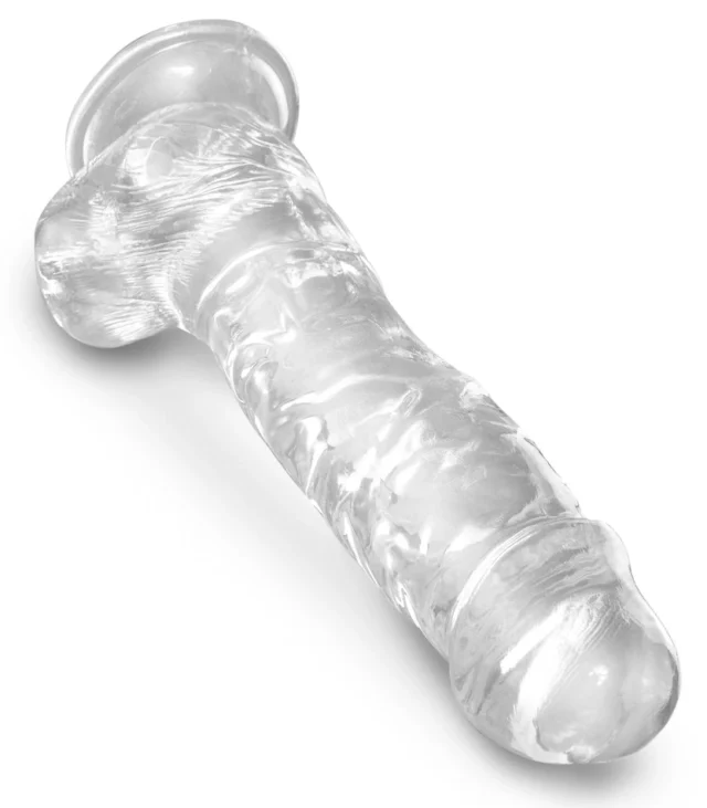 King Cock Clear - Realistyczne Dildo Z Jądrami I Przyssawką Przezroczyste 20 CM