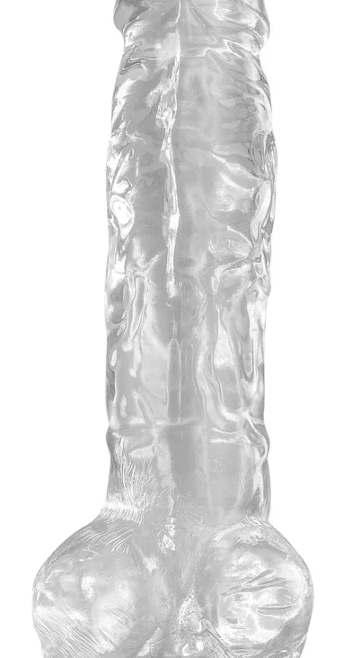 King Cock Clear - Realistyczne Dildo Z Jądrami I Przyssawką Przezroczyste 20 CM