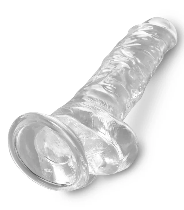 King Cock Clear - Realistyczne Dildo Z Jądrami I Przyssawką Przezroczyste 20 CM