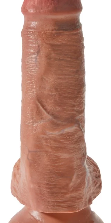 King Cock - Realistyczne Dildo Z Żołędziem Jądrami I Żyłkami 18 CM Ciemny Kolor Skóry