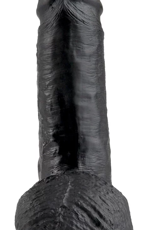 King Cock - Realistyczne Dildo Z Żołędziem Jądrami I Żyłkami 18 CM Czarny