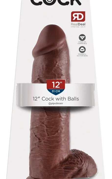 King Cock - Realistyczne Dildo Z Jądrami Brązowe 30 CM