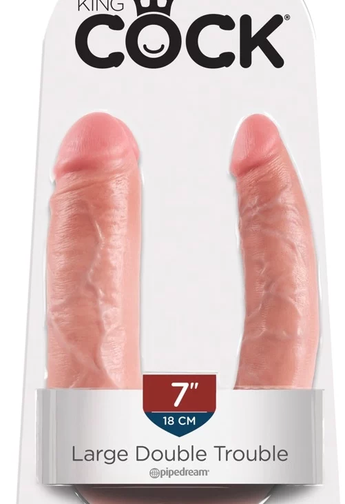 King Cock - Podwójne Realistyczne Dildo 43 CM Jasny Kolor Skóry