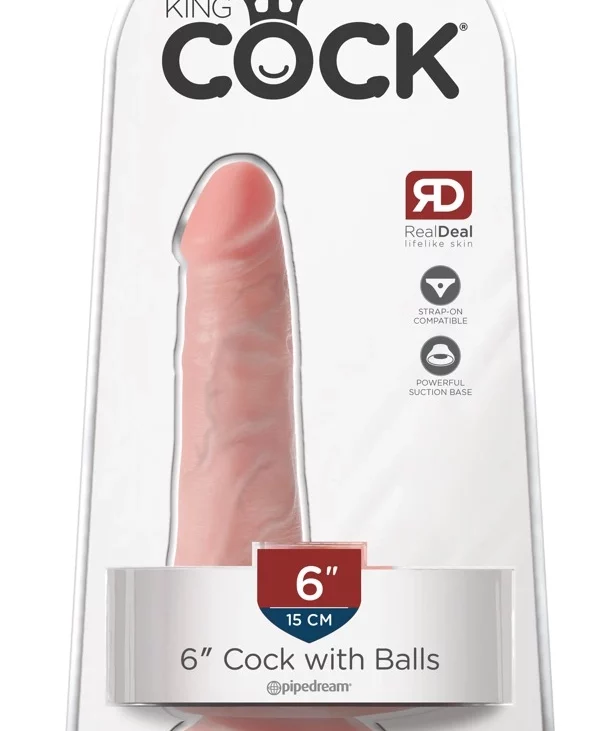 King Cock - Realistyczne Naturalne Dildo Z Przyssawką 15 CM Jasny Kolor Skóry