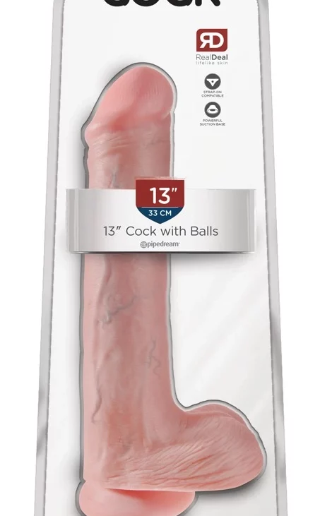 King Cock - Realistyczne Duże Dildo Z Przyssawką 33 CM Jasny Kolor Skóry