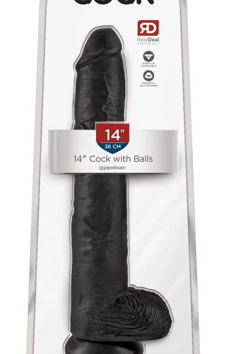 King Cock - Realistyczne Duże Dildo Z Przyssawką 36 CM Czarny