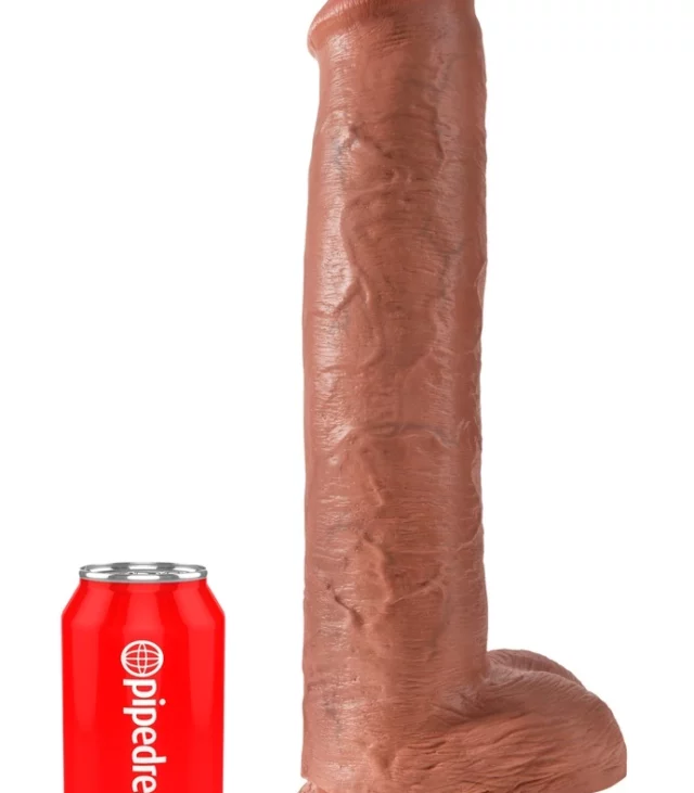 King Cock - Realistyczne Duże Dildo Z Przyssawką 38 CM Ciemny Kolor Skóry