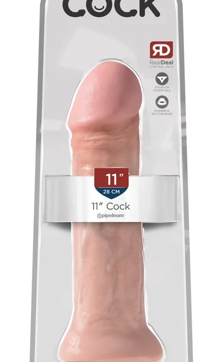 King Cock - Realistyczne Naturalne Dildo Z Żyłkami I Żołędziem 28 CM Jasny Kolor Skóry