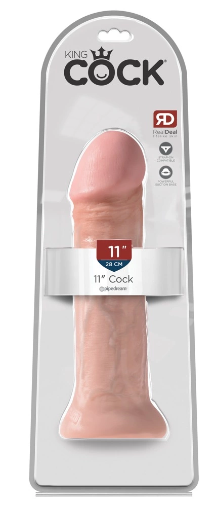 King Cock - Realistyczne Naturalne Dildo Z Żyłkami I Żołędziem 28 CM Jasny Kolor Skóry