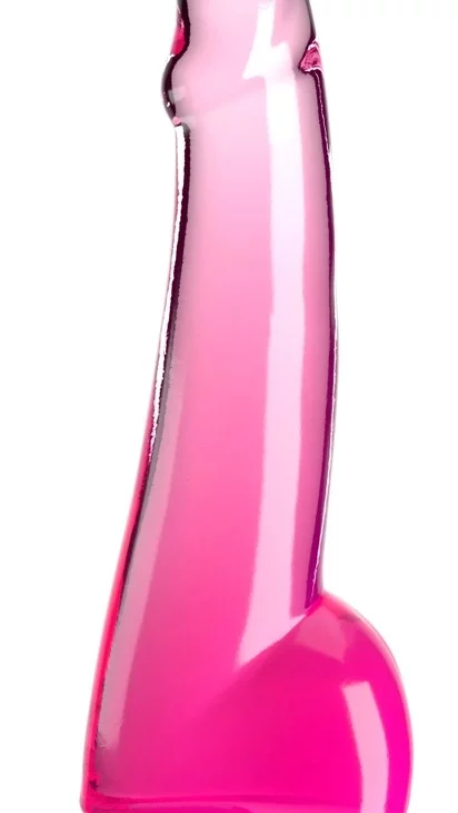 King Cock Clear - Realistyczne Dildo Z Jądrami I Przyssawką Przezroczyste-Różowe 25 CM