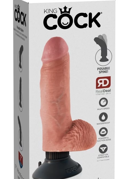 King Cock - Realistyczny Wibrator Z Jądrami I Przyssawką 18 CM Jasny Kolor Skóry