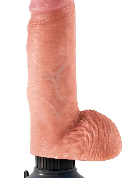 King Cock - Realistyczny Wibrator Z Jądrami I Przyssawką 18 CM Jasny Kolor Skóry