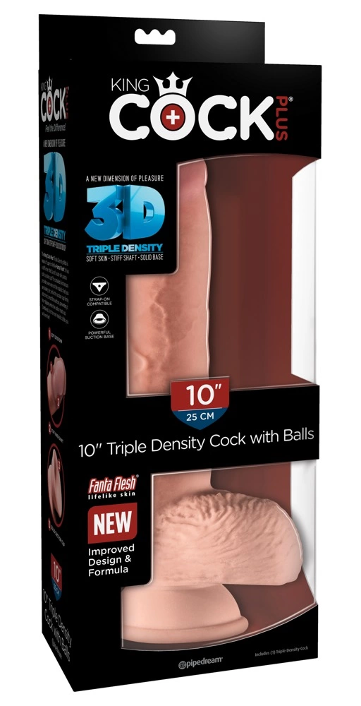 King Cock Plus - Realistyczne Dildo Z Jądrami I Przyssawką 25 CM Jasny Kolor Skóry