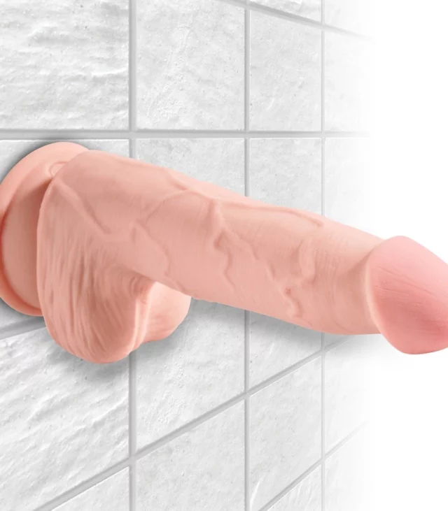 King Cock Plus - Realistyczne Dildo Z Jądrami I Przyssawką 13 CM Jasny Kolor Skóry