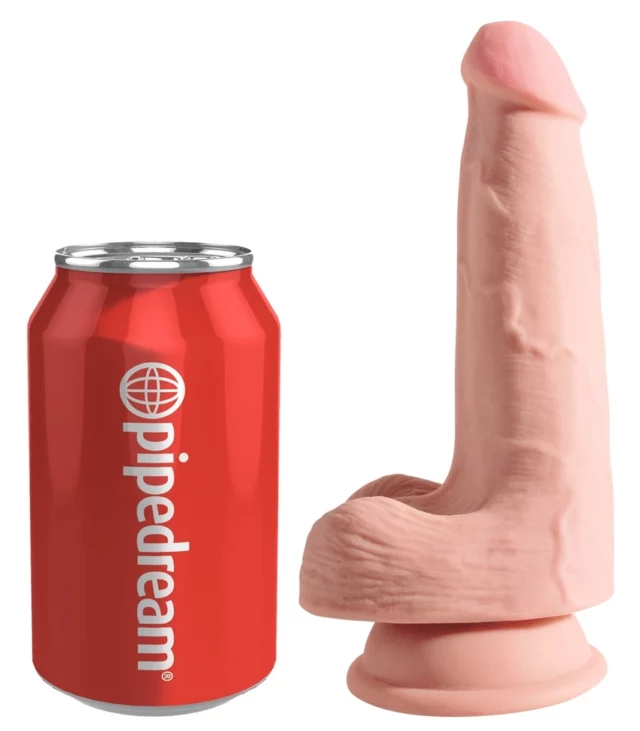 King Cock Plus - Realistyczne Dildo Z Jądrami I Przyssawką 13 CM Jasny Kolor Skóry