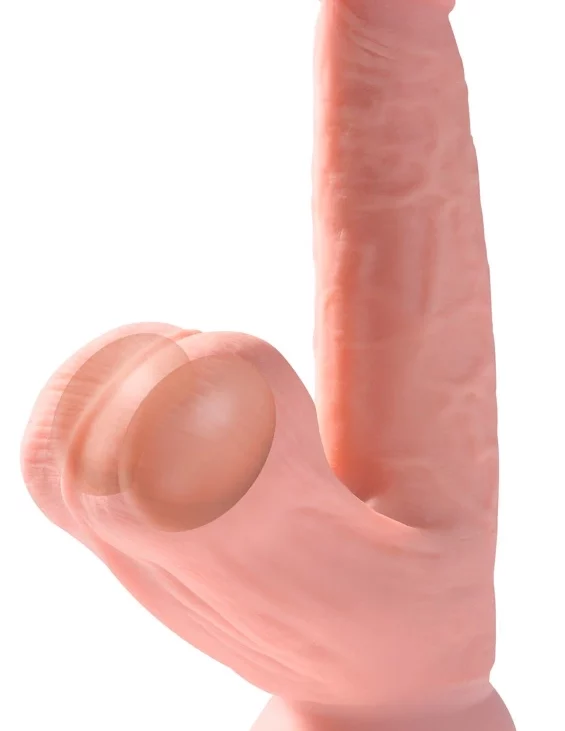 King Cock Plus - Realistyczne Dildo Z Kulkami W Jądrach I Przyssawką 15,2 CM Jasny Kolor Skóry