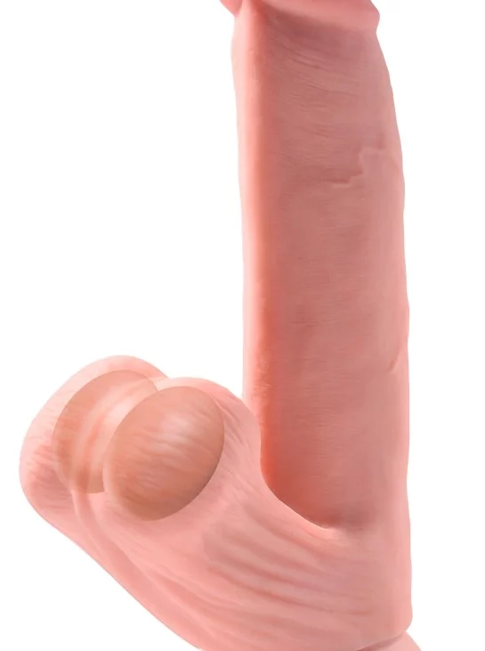 King Cock Plus - Realistyczne Dildo Z Kulkami W Jądrach I Przyssawką 20 CM Jasny Kolor Skóry