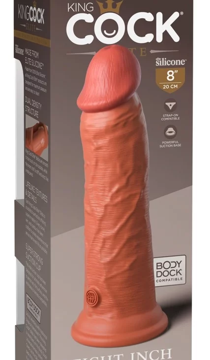 King Cock Elite - Realistyczne Silikonowe Dildo Z Przyssawką 20 CM Ciemny Kolor Skóry