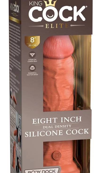 King Cock Elite - Realistyczne Silikonowe Dildo Z Przyssawką 20 CM Ciemny Kolor Skóry