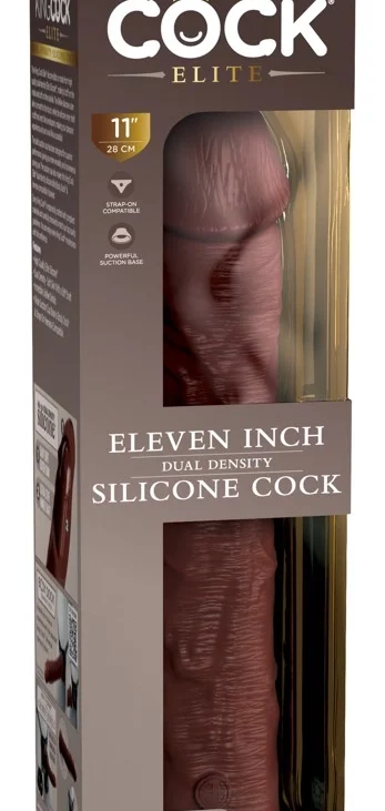 King Cock Elite - Realistyczne Silikonowe Dildo Z Przyssawką 28 CM Brązowy Kolor Skóry