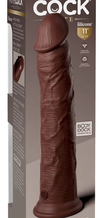 King Cock Elite - Realistyczne Silikonowe Dildo Z Przyssawką 28 CM Brązowy Kolor Skóry