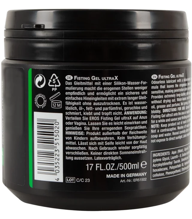 EROS - Silikonowo-Wodny Lubrykant Do Fistingu UltraX 500 ml