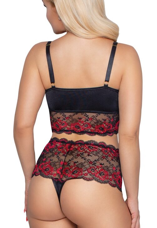 Bra and Briefs black/red 2XL