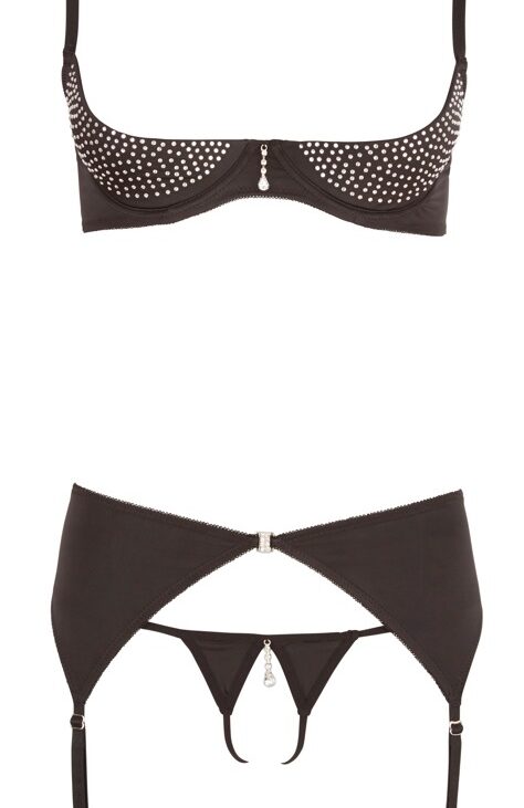 Rhinestone Shelf Bra Set 80B/M