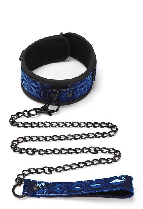 WHIPSMART DIAMOND COLLAR AND LEASH BLUE