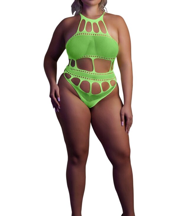 Body with Grecian Neckline - Neon Green - XL/XXXXL